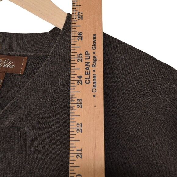 Tasso Elba Brown Merino Wool Sweater Size M V-Neck Minimalist Preppy Classic - Picture 6 of 7